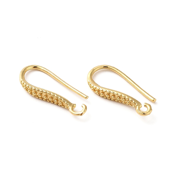 

PandaHall Brass Earring Hooks, Ear Wire, with Horizontal Loops, Real 18K Gold Plated, 17x8x2.5mm, Hole: 1.2mm, 19 Gauge, Pin: 0.9mm Brass