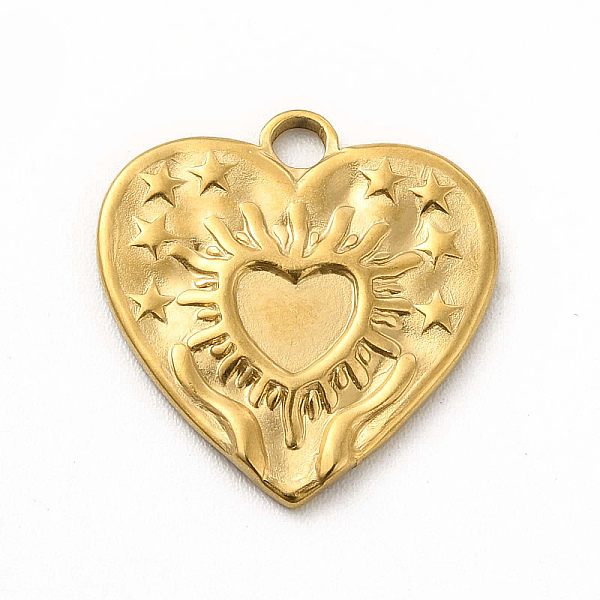 

PandaHall 304 Stainless Steel Pendants, Heart with Star Charms, Golden, 17.5x17x1.5mm, Hole: 2.1mm 304 Stainless Steel Heart