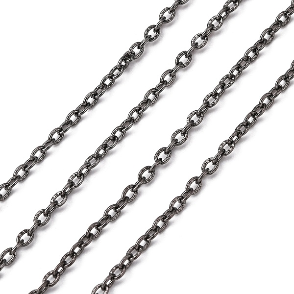 

PandaHall Iron Textured Cable Chains, Unwelded, with Spool, Gunmetal, 3x2x0.6mm, about 328.08 Feet(100m)/roll Iron
