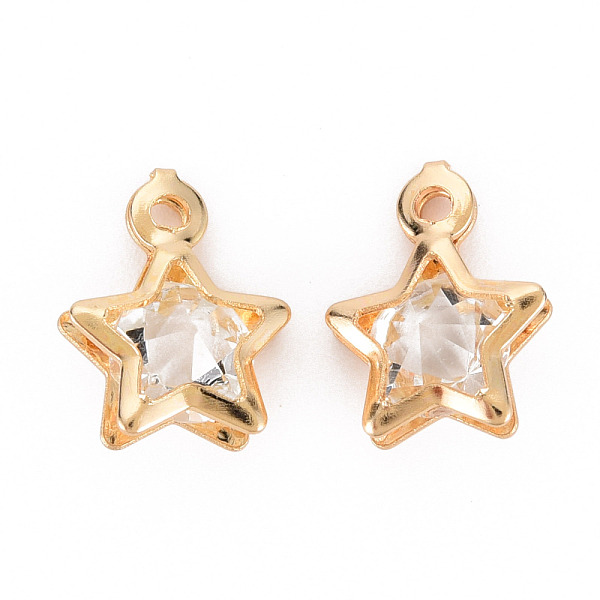 

PandaHall Rack Plating Eco-Friendly Iron Charms, with Crystal Rhinestone, Cadmium Free & Nickel Free & Lead Free, Star, Light Gold..., Clear