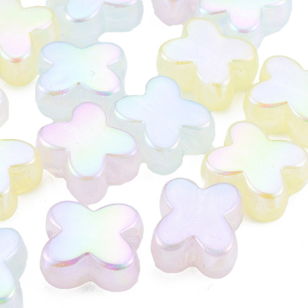 

PandaHall Rainbow Iridescent Plating Acrylic Beads, Glitter Beads, Flower, Mixed Color, 15x13x7.5mm, Hole: 4mm Acrylic Flower Multicolor