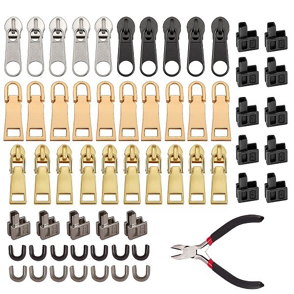 

PandaHall 20 Sets 2 Colors Zinc Alloy Zipper Repair Accessories, Zinc Alloy Zipper and Head, 26Pcs Alloy Zipper Puller and Carbon Steel...