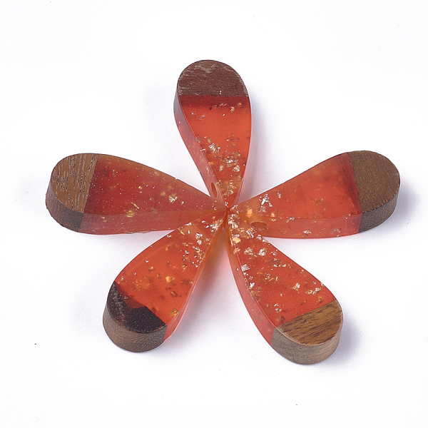 

PandaHall Resin & Walnut Wood Pendants, with Foil, teardrop, Tomato, 40.5x16.5x9.5mm, Hole: 3.5mm Resin+Wood Teardrop Red