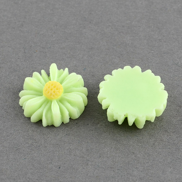 

PandaHall Flatback Hair & Costume Accessories Ornaments Resin Flower Daisy Cabochons, Pale Green, 13x4mm Resin Flower Green