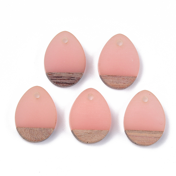 

PandaHall Resin & Wood Pendants, teardrop, Pink, 17.5x13x4mm, Hole: 1.8mm Resin+Wood Teardrop Pink