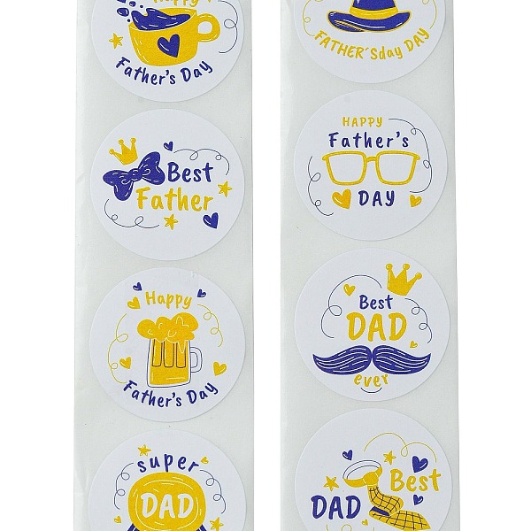 

PandaHall Father's Day 8 Styles Stickers Roll, Round Paper Adhesive Labels, Decorative Sealing Stickers for Gifts, Party, Mixed Color, 25mm..., Multicolor