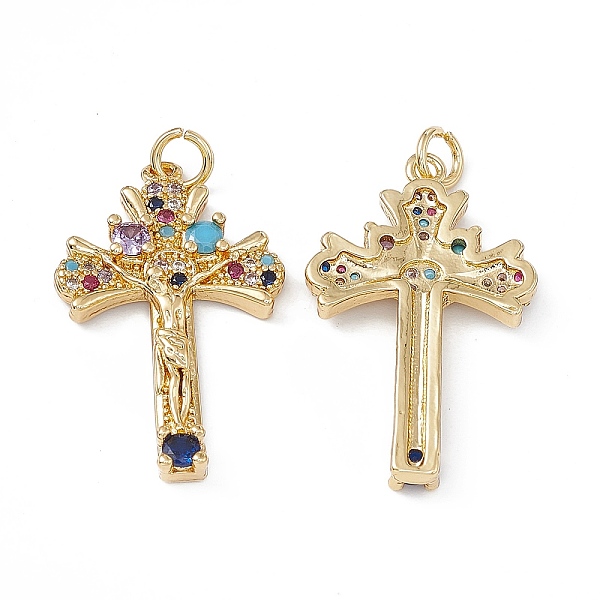 

PandaHall Brass Colorful Cubic Zirconia Pendants, with Jump Ring, Cross Charms, Real 18K Gold Plated, 30x18x3.5mm, Hole: 3mm Brass+Cubic...