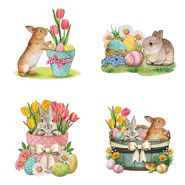 

PandaHall GORGECRAFT 8Pcs 6.3 Inch Rabbit Window Clings 4 Styles Easter Static Glass Stickers Rabbit Egg Flowers Pattern Round Decorative...