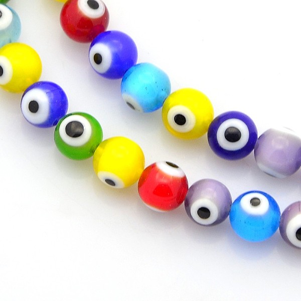 

PandaHall Handmade Evil Eye Lampwork Round Bead Strands, Mixed Color, 6mm, Hole: 1mm, about 66~69pcs/strand, 15 inch Lampwork Evil Eye..., Multicolor