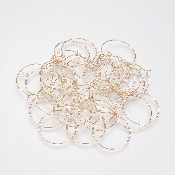 

PandaHall Brass Hoop Earrings, Ring, Light Gold, 24 Gauge, 34x30x0.5mm, Pin: 0.5mm Brass