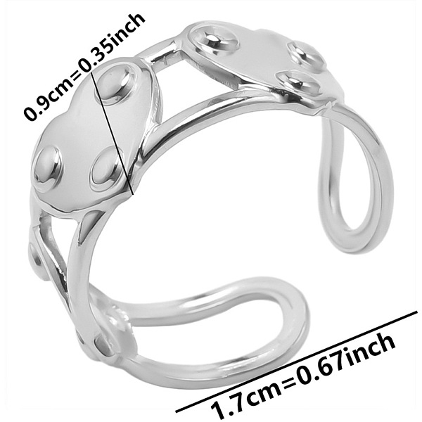 

PandaHall Minimalist Heart 304 Stainless Steel Cuff Rings, Wide Band Open Rings Stainless Steel Heart