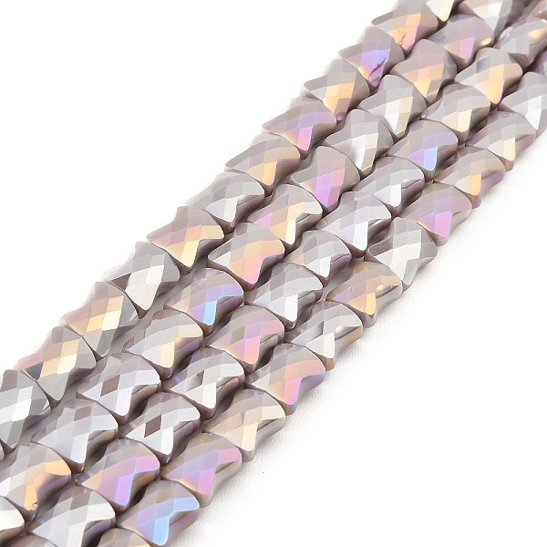 

PandaHall AB Color Plate Glass Beads Strands, Faceted Bamboo Stick, Rosy Brown, 10.5~11x8x5mm, Hole: 1.4mm, about 60pcs/strand...