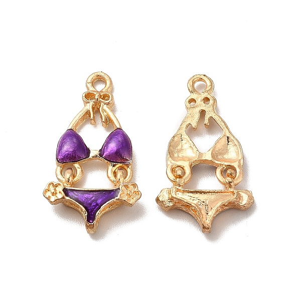 

PandaHall Alloy Enamel Pandants, Lead Free & Cadmium Free, Light Gold, Bikini Charm, Purple, 25x13.5x4mm, Hole: 1.6mm Alloy+Enamel Purple
