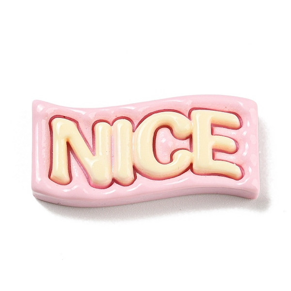 

PandaHall Opaque Resin Cabochons, Cartoon Word Nice, Lavender Blush, 14.5x31x6mm Resin Word