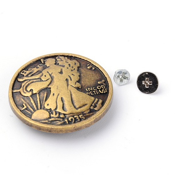 

PandaHall Alloy & Iron Craft Solid Screw Rivet, DIY Leather Craft Nail, Flat Round, Antique Bronze, 30x8mm, Hole: 2mm, Screw: 5x3mm and...
