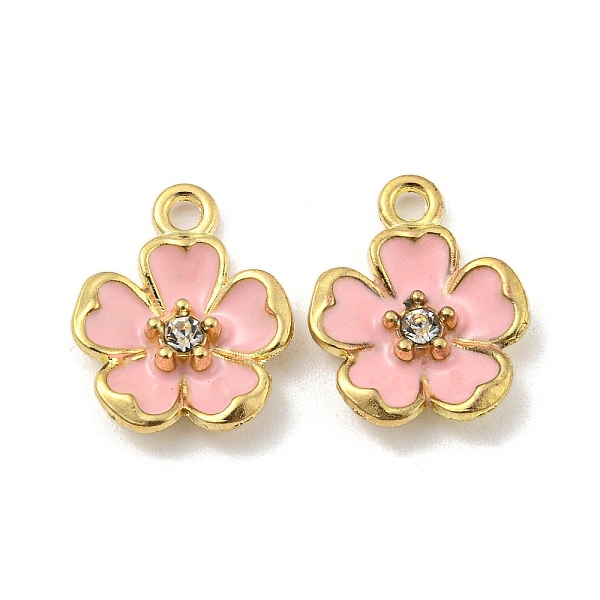 

PandaHall Alloy Enamel Pendants, with Rhinestone, Golden, Flower Charm, Pink, 16x12.5x3mm, Hole: 1.8mm Alloy Rhinestone+Enamel Flower Pink
