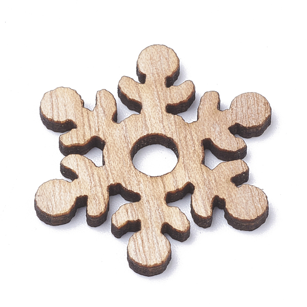 

PandaHall Undyed Wooden Pendants, Snowflake, BurlyWood, 30x26.5x2mm, Hole: 5mm Wood Snowflake Orange