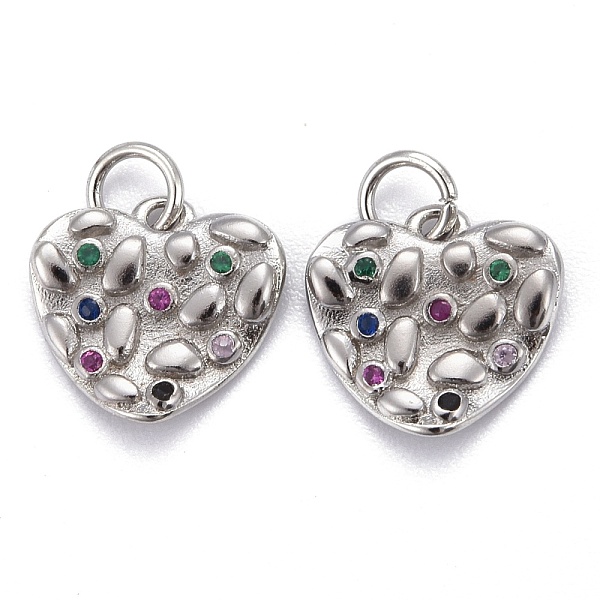 

PandaHall Brass Micro Pave Colorful Cubic Zirconia Charms, Long-Lasting Plated, Heart, Platinum, 12x12x2mm, Hole: 3mm Brass+Cubic Zirconia...