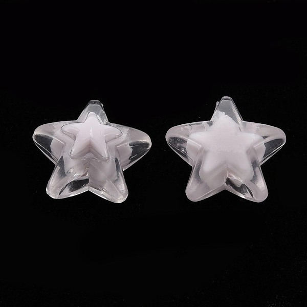 

PandaHall Transparent Acrylic Beads, Bead in Bead, Star, WhiteSmoke, 15.5x16x9.5mm, Hole: 3mm, about 569pcs/500g Acrylic Star White