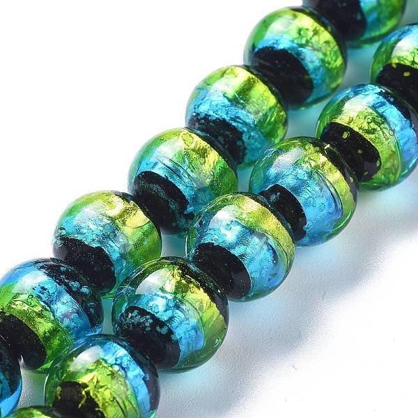 

PandaHall Handmade Silver Foil Lampwork Beads, Luminous, Glow in the Dark, Round, Green, 12mm, Hole: 1.4mm Silver Foil Round Green