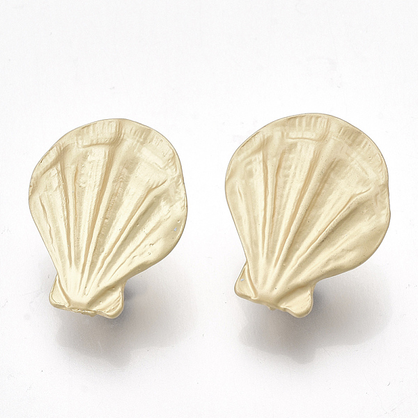 

PandaHall Alloy Stud Earring Findings, with Steel Pins, with Loop, Scallop Shell Shape, Matte Gold Color, 21x18~18.5mm, Hole: 4mm, Pin...