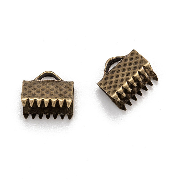 

PandaHall Iron Ribbon Crimp Ends, Antique Bronze, 8x8mm, Hole: 2mm Iron