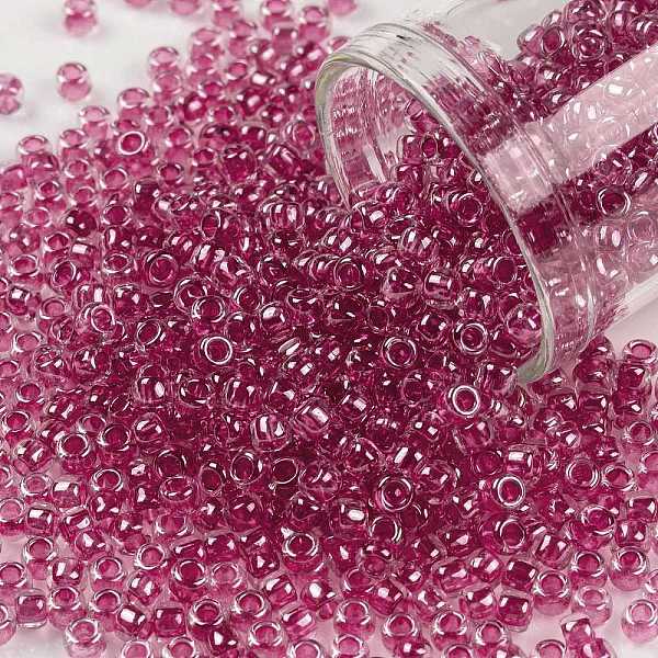 

PandaHall TOHO Round Seed Beads, Japanese Seed Beads, (350) Inside Color Crystal/Fuchsia Lined, 8/0, 3mm, Hole: 1mm, about 222pcs/bottle..., Pink