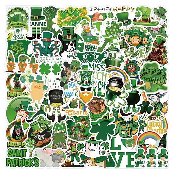 

PandaHall 50Pcs Saint Patrick's Day PVC Self Adhesive Stickers, Waterproof Decals, for Suitcase, Skateboard, Refrigerator, Helmet, Mobile...