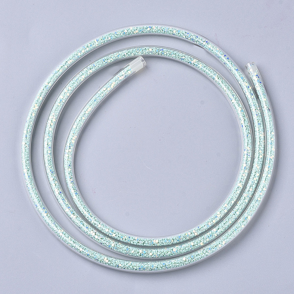 

PandaHall Eco-Friendly PVC Synthetic Rubber Cord, with Paillette/Sequins Inside, Aquamarine, 6mm, about 0.98~1.31 yards(0.9~1.2m)/strand PVC..., Green