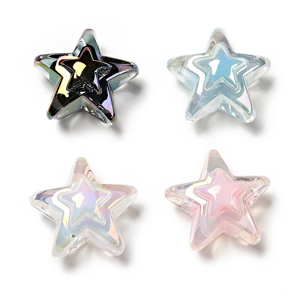 

PandaHall UV Plating Rainbow Iridescent Transparent Acrylic Beads, Two Tone, Star, Mixed Color, 15.5~16x16.5x9.5mm, Hole: 2.6mm Acrylic Star..., Multicolor