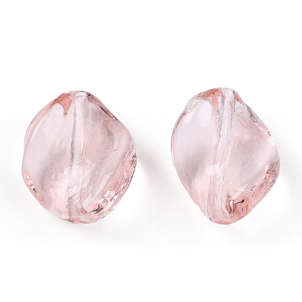 

PandaHall Transparent Handmade Lampwork Beads, Leaf, Pink, 14~18.5x13.5~15x3.5~6mm, Hole: 1.2~1.8mm Lampwork Leaf Pink