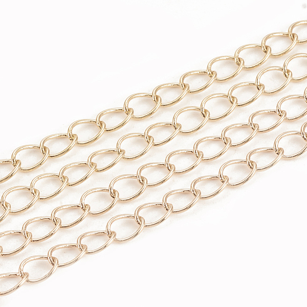 

PandaHall Soldered Brass Curb Chains, with Spool, Real 18K Gold Plated, 5x3.5x0.5mm, about 98.42 Feet(30m)/roll Brass