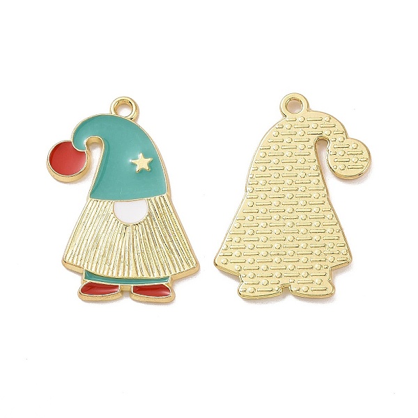 

PandaHall Christmas Theme Rack Plating Alloy Enamel Pendants, Light Gold Tone Gnome Charms, Dark Turquoise, 29x21x1.5mm, Hole: 1.8mm...