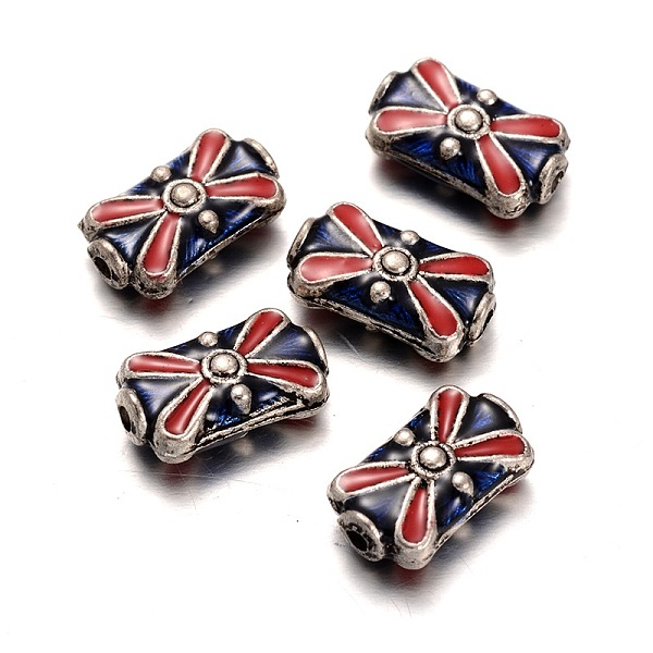 

PandaHall Alloy Enamel Rectangle Beads, Antique Silver, Colorful, 15x9x5mm, Hole: 1.5mm Alloy Rectangle