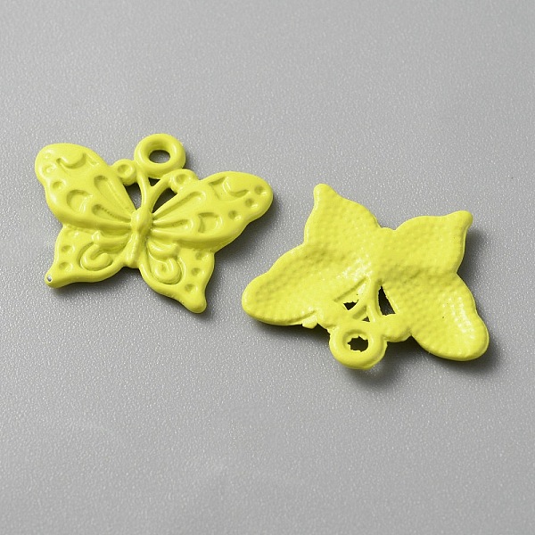 

PandaHall Baking Painted Alloy Pendants, Butterfly Charm, Yellow, 16.5x20x2mm, Hole: 1.5mm Alloy Butterfly Yellow