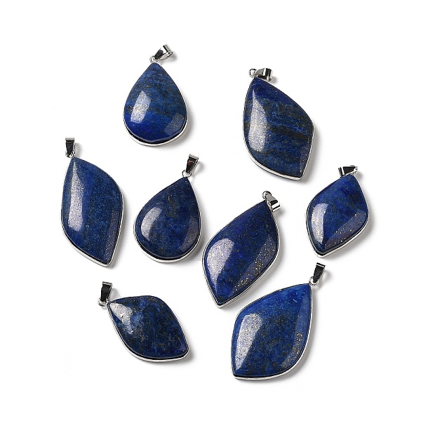 

PandaHall Natural Lapis Lazuli Dyed Pendants, Leaf Charms, with Rack Plating Platinum Plated Brass Findings, Cadmium Free & Lead Free...