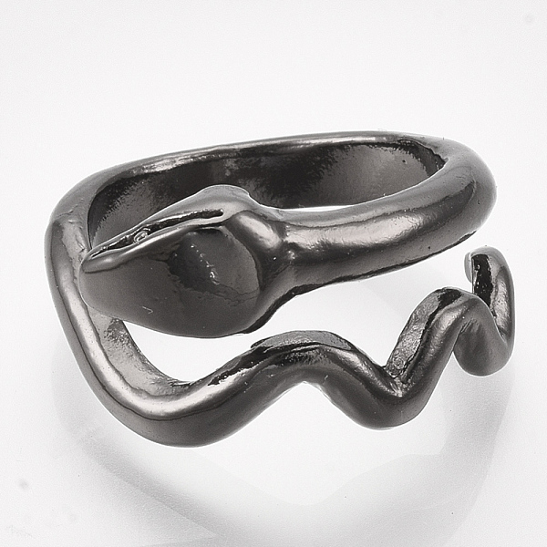 

PandaHall Alloy Cuff Finger Rings, Snake, Gunmetal, Size 7, 17mm Alloy