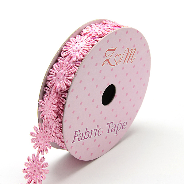 

PandaHall Glitter Powder Polyester Ribbons, Flower, Pearl Pink, 5/8 inch(17mm), about 2yards/roll(1.8288m/roll) Polyester