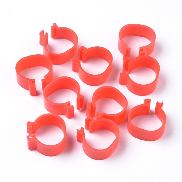 

PandaHall Plastic Poultry Leg Bands, Bird Chicks Ducks Chicken Clip-on Rings, Red, 21x21x10mm Plastic Red