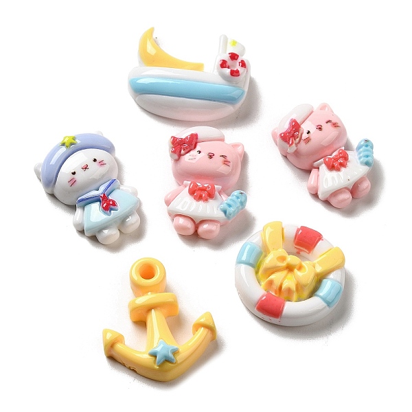 

PandaHall Ocean Theme Opaque Sailing Resin Decoden Cabochons, Cat Shape & Anchor & Boat, Mixed Shapes, Mixed Color, 20~25x22.5~25.5x7~9mm..., Multicolor