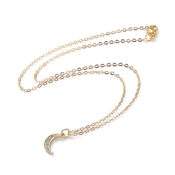 PandaHall Brass Micro Pave Cubic Zirconia Pendant Necklace, with Brass Cable Chains, 304 Stainless Steel Lobster Claw Clasps and Cardboard...