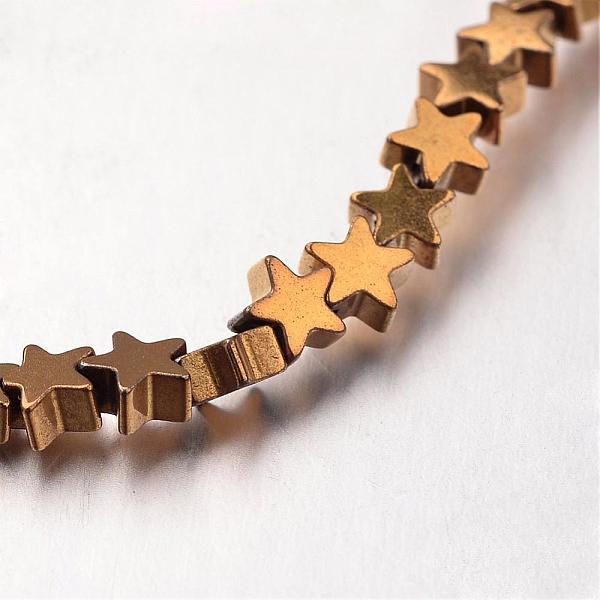 

PandaHall Electroplate Non-magnetic Synthetic Hematite Bead Strands, Star, Golden Plated, 4x4x2~3mm, Hole: 1mm, about 117pcs/strand, 15.7...