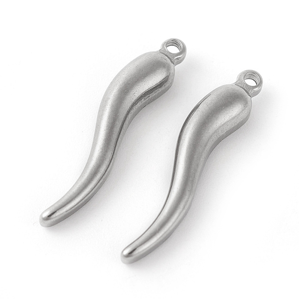

PandaHall 304 Stainless Steel Pendants, Horn of Plenty/Italian Horn Cornicello Charms, Stainless Steel Color, 28x5.5x4.5mm, Hole: 1.6mm 304...