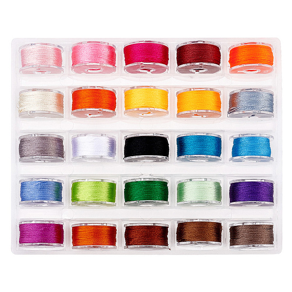 

PandaHall Polyester Sewing Threads, for Sewing Supplies, Computerized Embroidery, Colorful, 0.1mm, about 80m/roll; 1 roll/color, 25 colors...