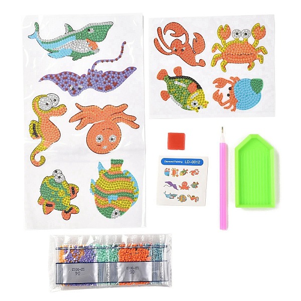

PandaHall DIY Ocean Theme Diamond Painting Stickers Kits For Kids, with Diamond Painting Stickers, Rhinestones, Diamond Sticky Pen, Tray..., Multicolor