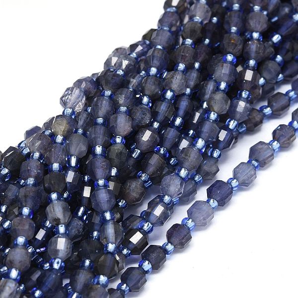 

PandaHall Natural Iolite Beads Strands, with Seed Beads, Faceted, Bicone, Double Terminated Point Prism Beads, 5~7x6mm, Hole: 0.8mm, about...