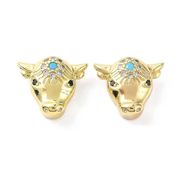 

PandaHall Rack Plating Brass Micro Pave Cubic Zirconia Beads, Long-Lasting Plated, Bull Head, Real 18K Gold Plated, 9.5x11x5mm, Hole: 1.6mm..., Clear