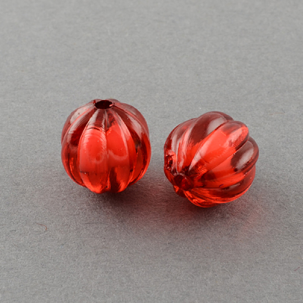 

PandaHall Transparent Acrylic Beads, Bead in Bead, Round, Pumpkin, FireBrick, 10mm, Hole: 2mm, about 1100pcs/500g Acrylic Pumpkin Red