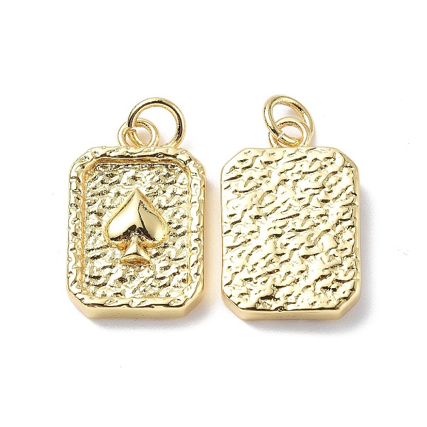 

PandaHall Brass Pendants, Cadmium Free & Lead Free, Textured, Rectangle with Heart Charm, Real 18K Gold Plated, 18x12x3mm, Ring: 5x0.8mm...