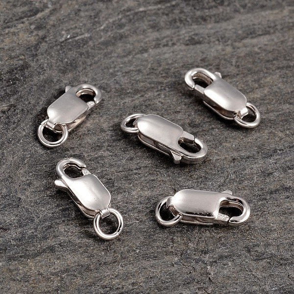

PandaHall Rhodium Plated 925 Sterling Silver Lobster Claw Clasps, Platinum, 12x5.5x3mm, Hole: 2.5mm Sterling Silver Others